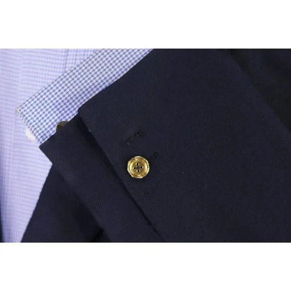Giuseppe New York Bespoke Navy Blue 100% Cashmere Patch Pocket Blazer Jacket 42R - Picture 8 of 12